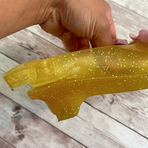 Disney Toddler Girl Yellow Glitter Jelly Sandal Heels Beauty and the Beast Belle - Picture 5 of 5